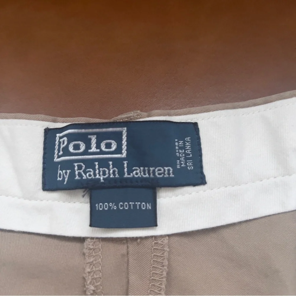 Polo Ralph Lauren Logo Prepster Golf Chino Shorts Tan 36 Cotton Preppy Classic